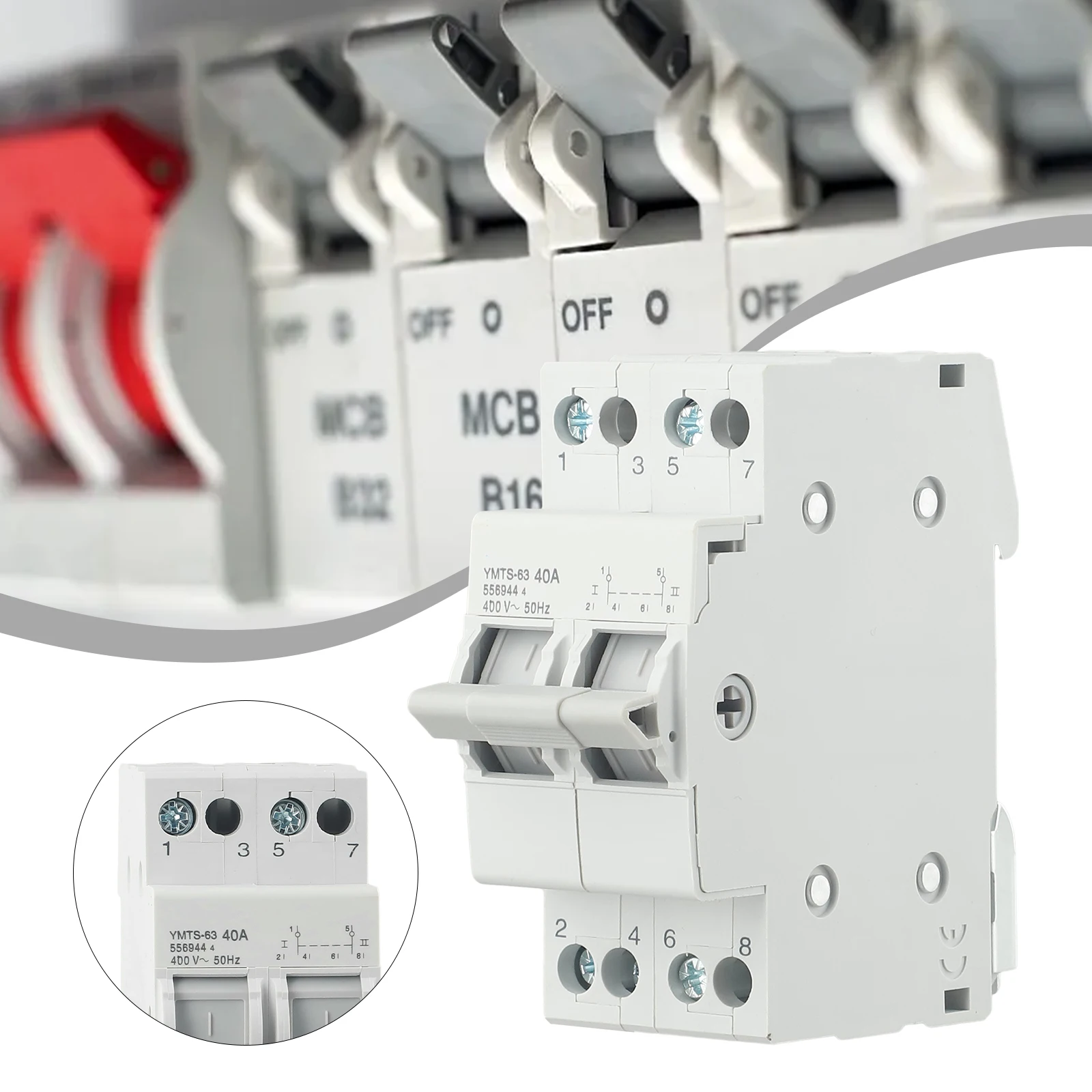 1 Pc -Brand New Transfer Switch Circuit Breaker 2P 40A 8KA AC400 Dual Power Manual Tool For Current And Voltage Tools