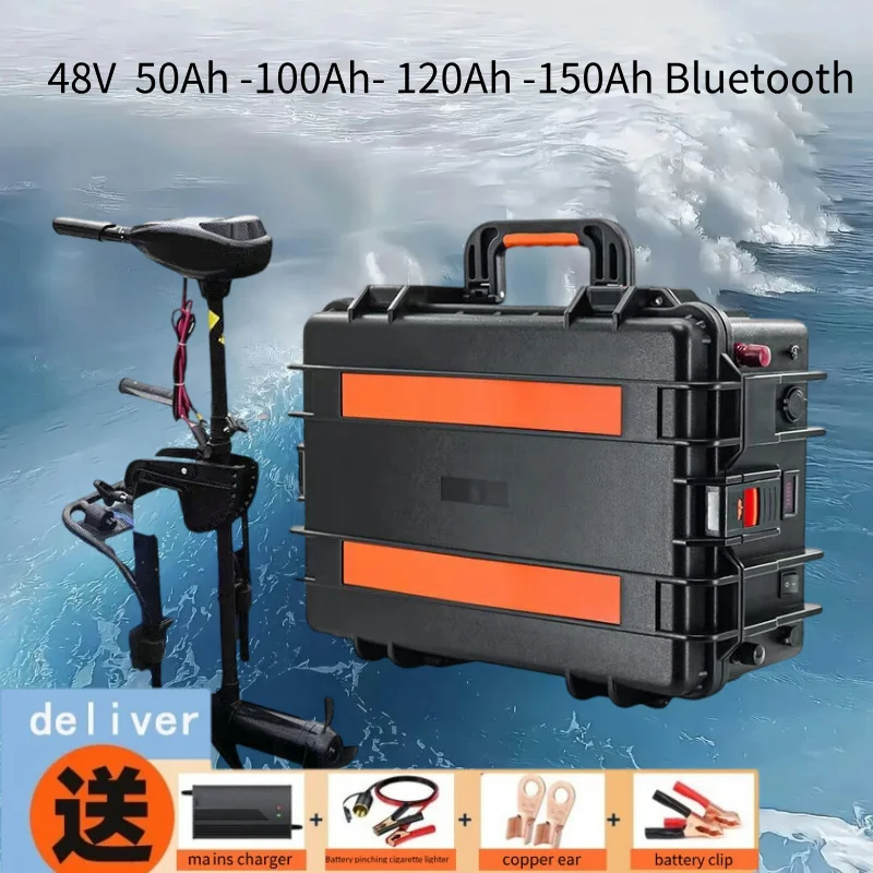 48V 50Ah 100Ah 120Ah 150Ah Lifepo4 battery for trolling motor boat back up power+20A Charger