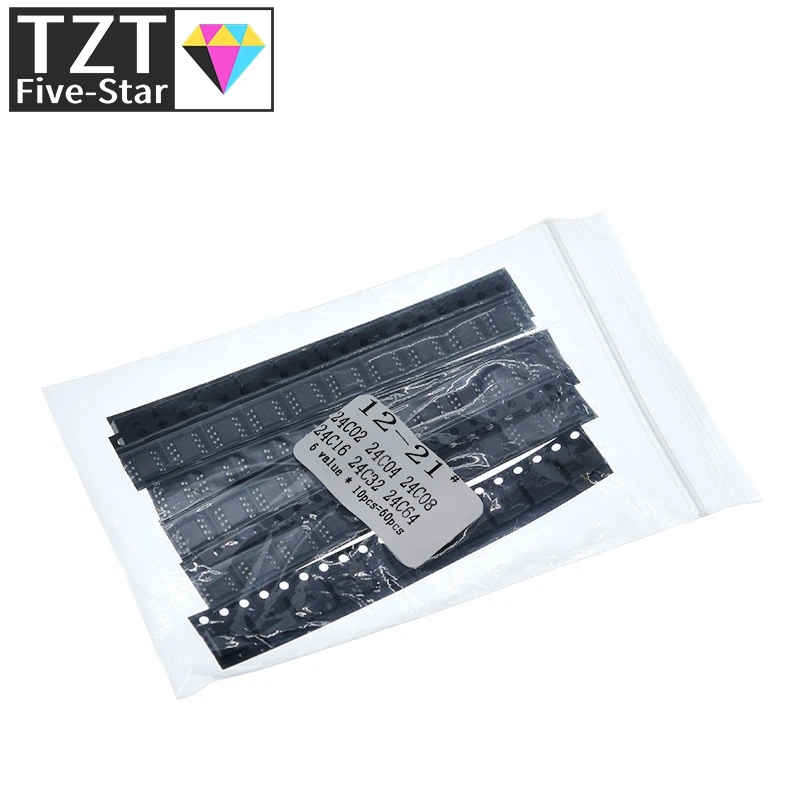 TZT 60 قطعة = 6 أنواع * 10 قطعة 24C02 24C04 24C08 24C16 24C32 24C64 كل 10 قطعة
