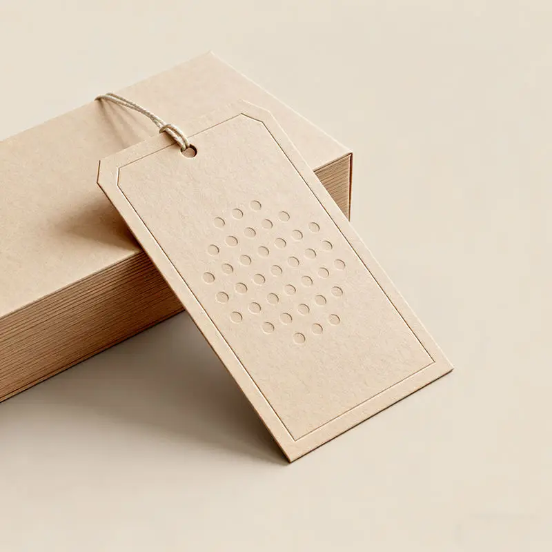 Luxury Embossed Custom Logo Hang Tags, Custom Brand Price Labels For High‑End Clothes Bags Footwear