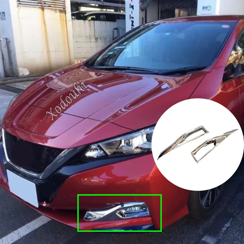 

Car Cover Stick Detector ABS Chrome Front Fog Light Lamp Trim Frame Molding 2pcs For Nissan Leaf 2017 2018 2019 2020