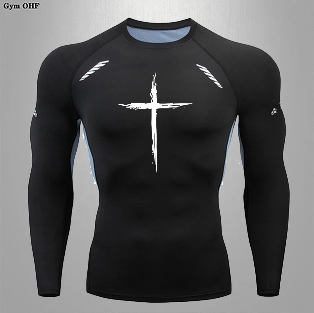 T Shirt Men's Fitness Long Sleeved Tshirt  Sports Tight Fitting Men Running Tops Rashgarda MMA Compression Workout Gym T-shirts