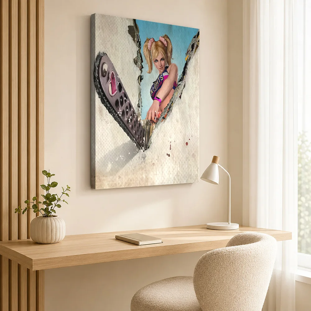 Chainsaw Cheerleader Canvas Poster Custom Modern Pop Culture Wall Paintings Decoration for Bedroom Ready to Hang Gift for Fans