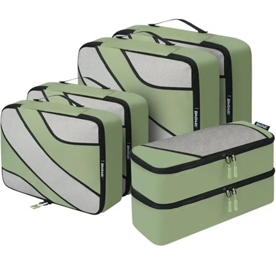 

6 Set Packing Cubes Travel Luggage Packing Organizers Lightweight Polyester Transparent Blue with Zipper Storage Pouches for Ef