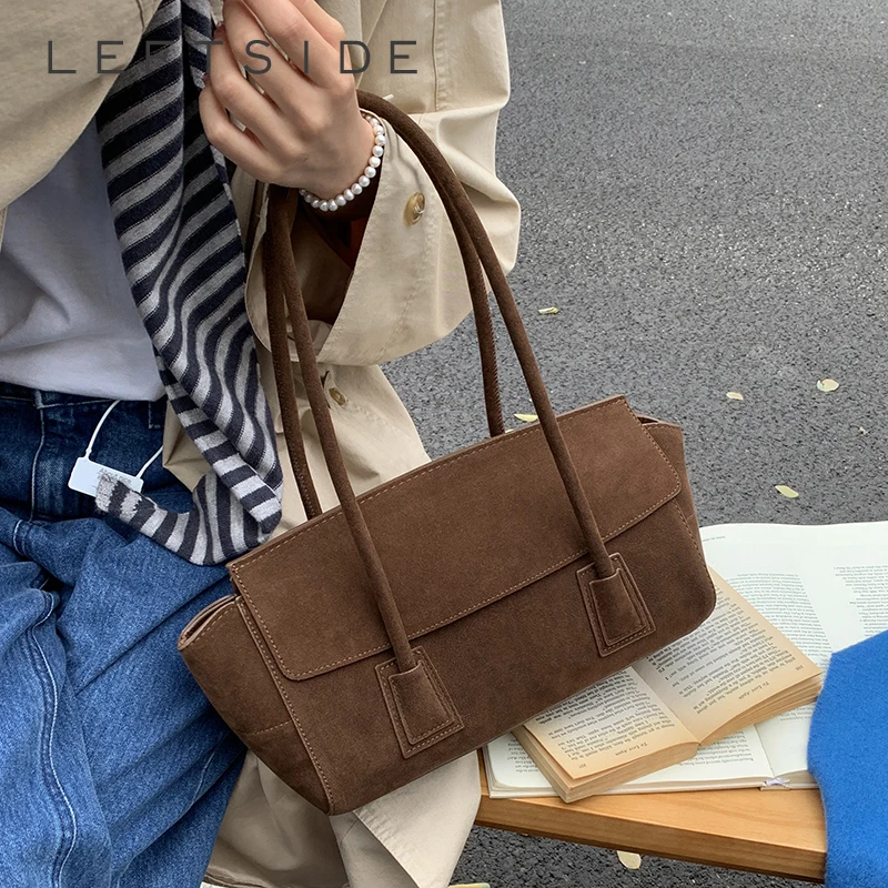 

LEFTSIDE Women PU Leather Shoulder Bag 2025 Winter Retro Tote Bags Luxury Designer Trend Female Brand Handbags and Purses