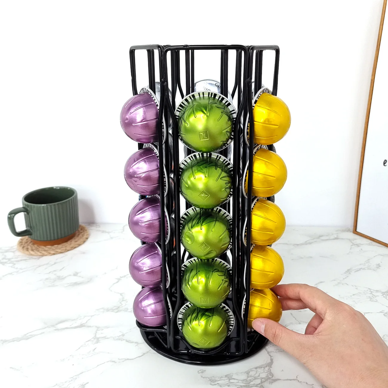 

Holder 40Pcs Nespresso Vertuo Coffee Pod Capsule Stand Tower Vertuoline Rack Dispenser Revolving Pods Drawer Storage Shelves