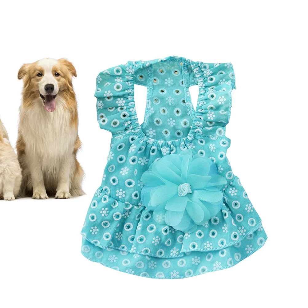 

Dog Lace Flower Dress Gauze Skirt Pet Clothes Size Xl Random Color Stylish Floral Print Easy to Put on Comfortable for Small