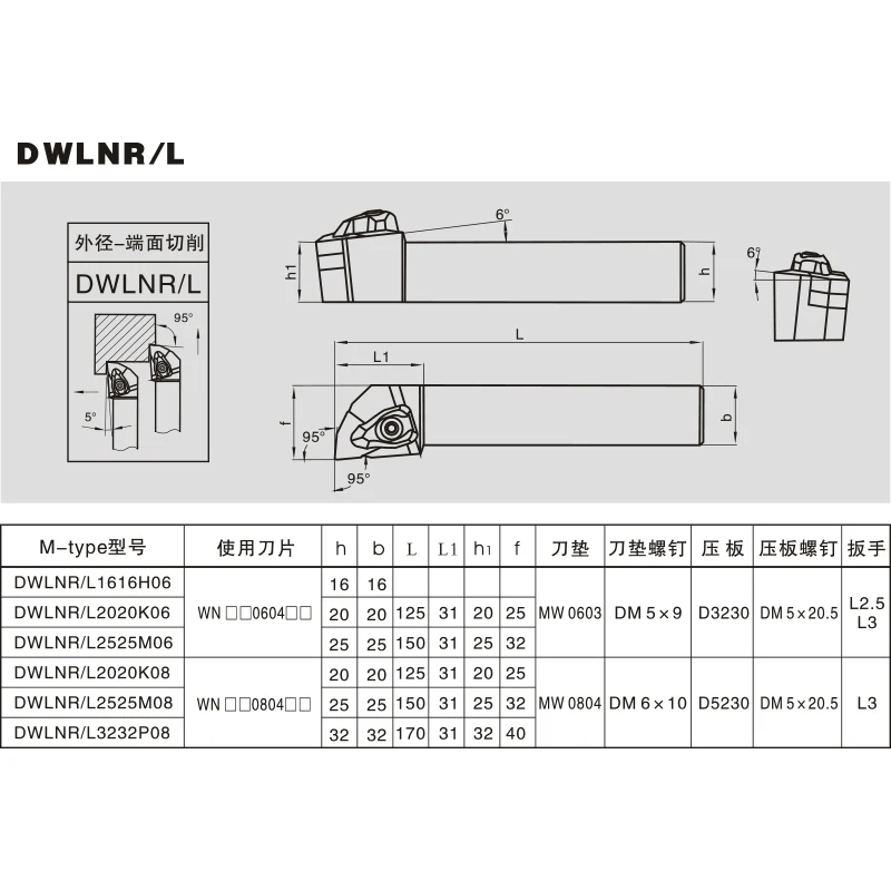 LIHAOPING External Turning Tool Lathe Cutter DWLNR DWLNL DWLNR1616H08 DWLNR2020K08 DWLNR2525M08 Machine Metal Holder WNMG Insert