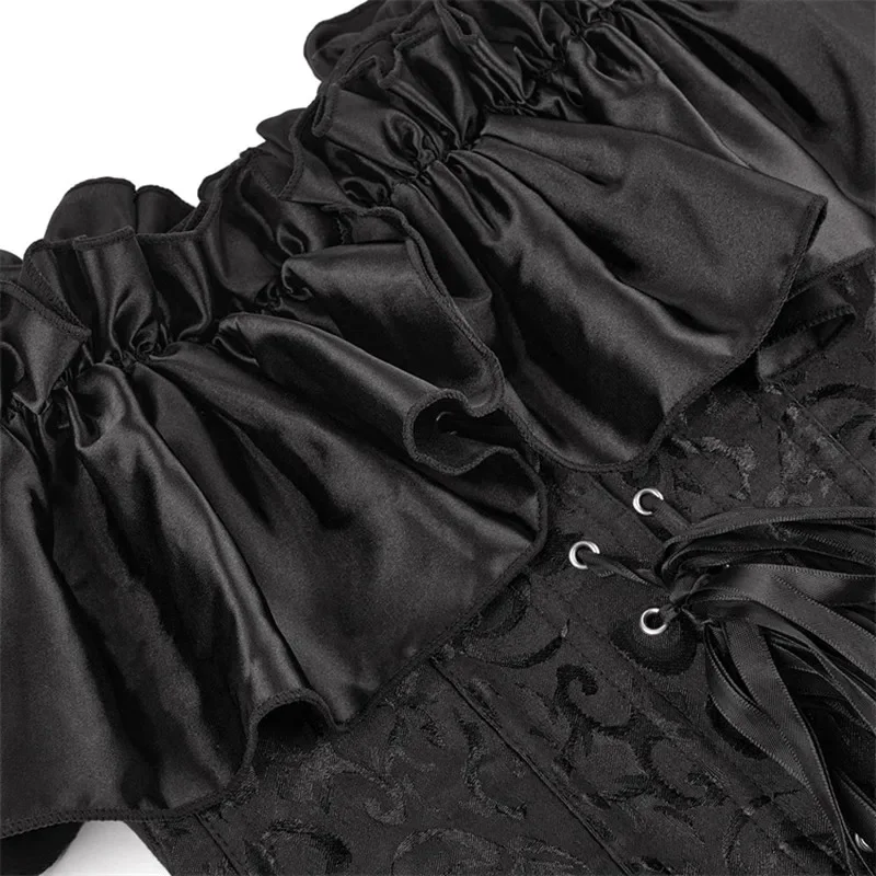 Women Flower Print Vintage Bustiers Gothic Satin Lingerie Corselet Off Shoulder Crop Tops
