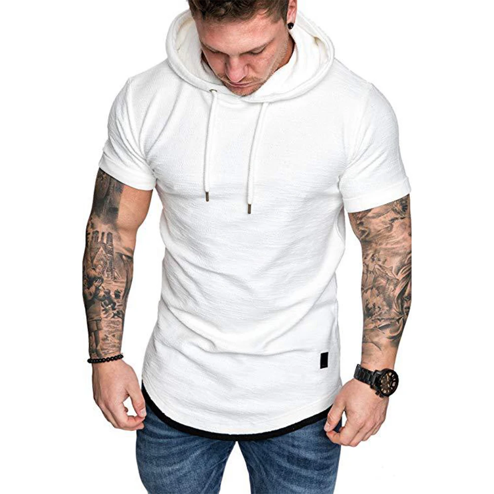 Hoodie Mens Top Activewear Fitness Hooded Muscle Sports Summer Sweatshirt T-shirt Top Tops Pullover Short Sleeve