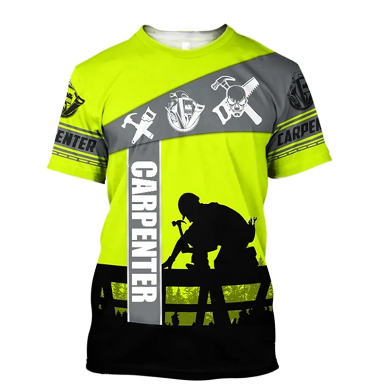 Carpenter Worker Men\'s T-shirt Short Sleeve Round Neck Breathable T Shirt 3d Print Graphic Tools Harajuku Casual Workwear Tees