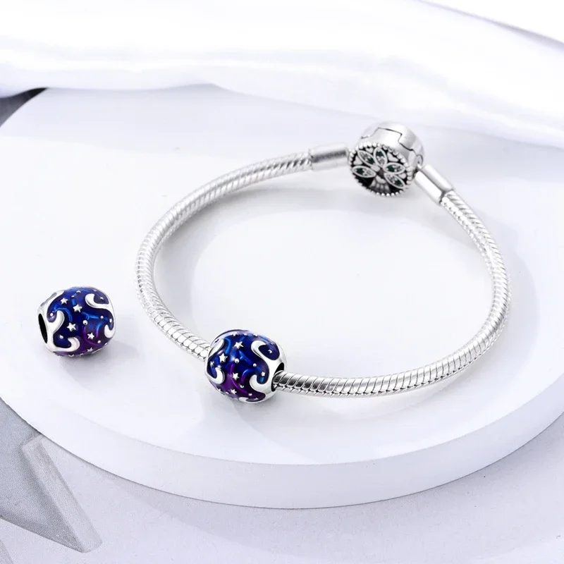 

Original Charms 925 Silver Romantic Blue Starry River Stars Beads Fit Charms Plata 925 Bracelets For Women Women Jewelry Making