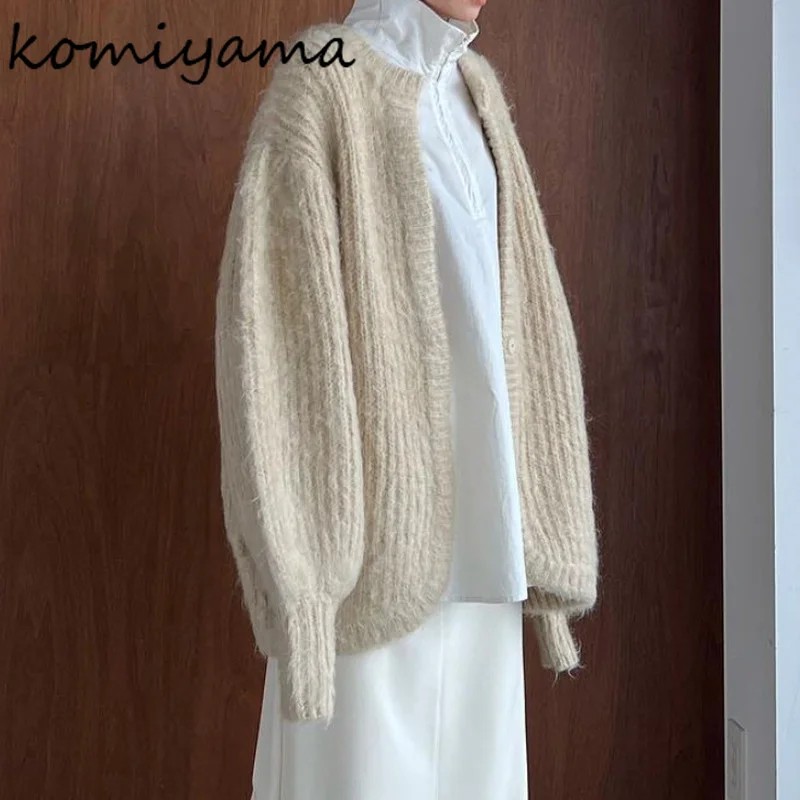 Spring Winter Warm Fashion Knitted Cardigan Mujer O Neck Long Sleeve Sweater Women Solid Color Loose Casual All Match Tops