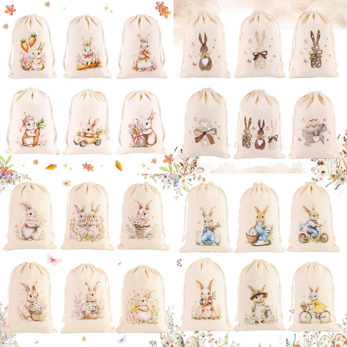 

6 шт., пакеты для ватных конфет с Пасхой, кроличьи яйца, подарочные пакеты для пасхальных детей, упаковка для печенья, закусок, сумки, украшения для вечеринок