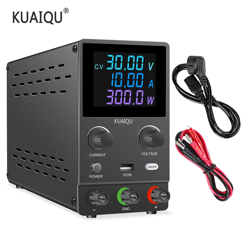 

KUAIQU Adjustable DC Power Supply 30V 10A Lab Power Supply 60V 5A Voltage Regulator Stabilizer Switching Bench Source Power