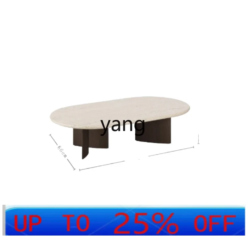 

LTT wabi-sabi wind coffee table household living room simple travertine square rounded corner tea table