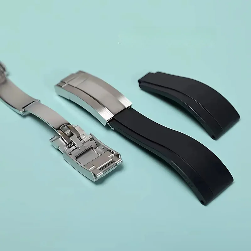 Premium Rubber Strap for Rolex Daytona Submariner 20mm Black Oysterflex Slider Clasp Waterproof Sport Men Replacement Watch Band