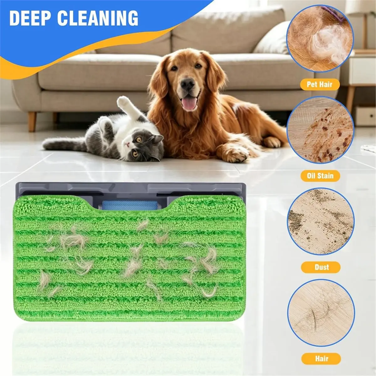 

Reusable VacMop Replacement Pads for VACMOP VM252 VM200 VM401 VM180 VM190 VM252C,Washable Vac Mop Pads Refills