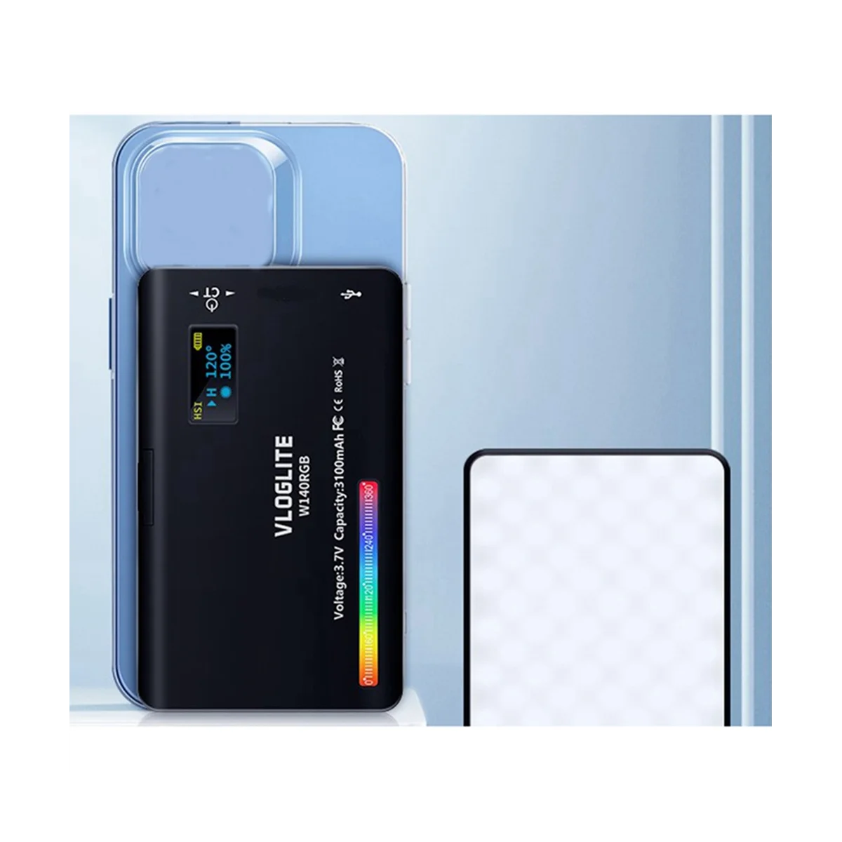 VLOGLITE RGB Video Light Mobile Phone Live Beauty Lighting Square Pocket Light Photography Full-Color LED Atmosphere Fill Light