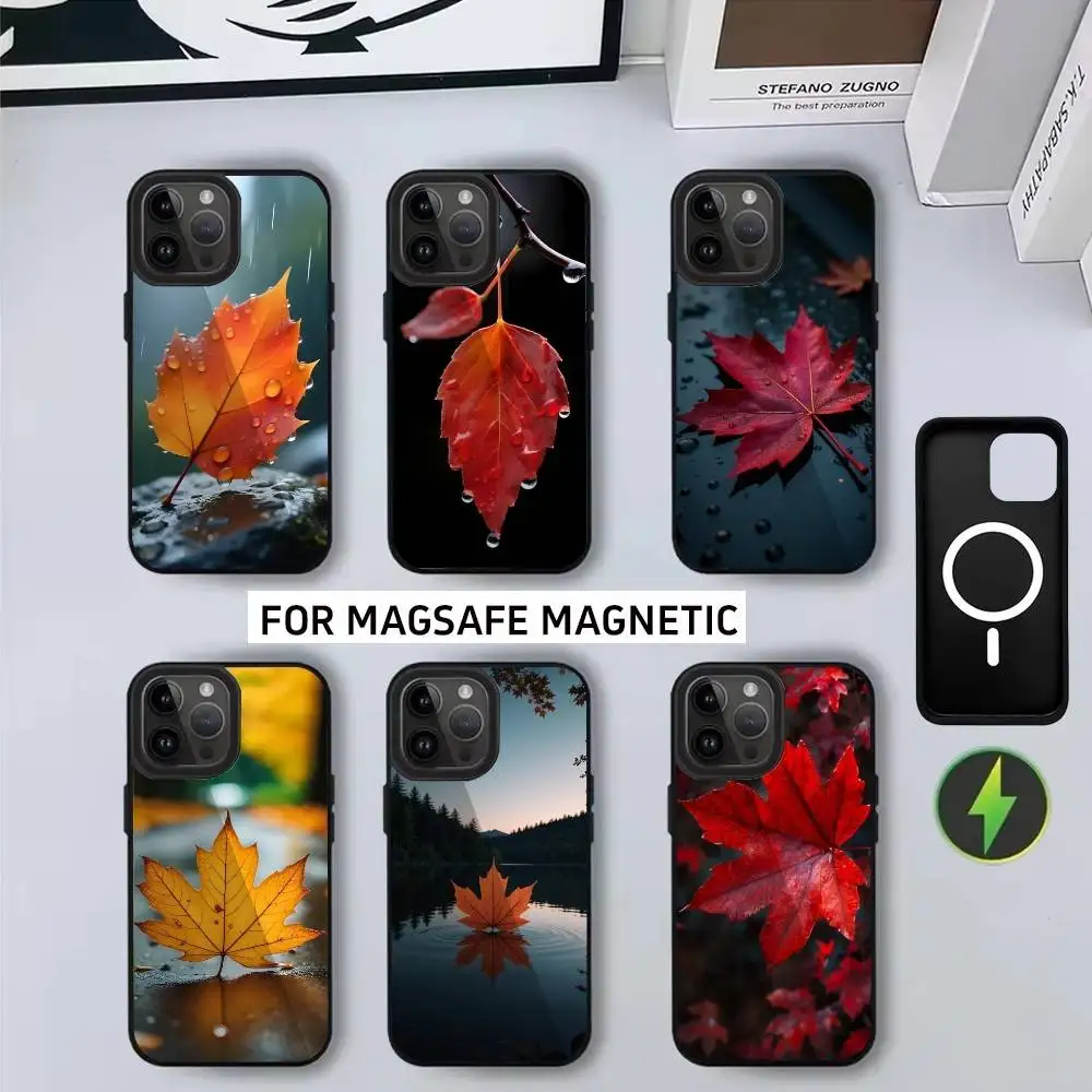 

M-Maple l-leaf Phone Case For iPhone17,16,15,14,13,12,11 Plus,Pro Magnetic For Magsafe Wireless Charging