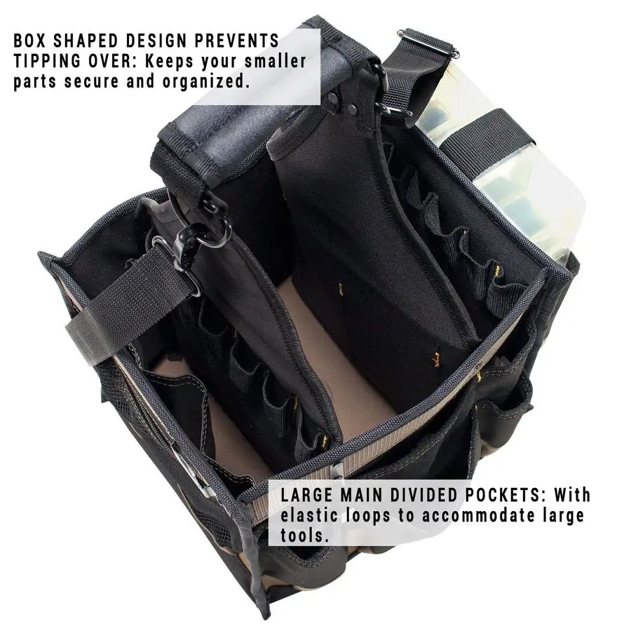 Custom LeatherCraft 1528 Large Electrical and Maintenance Tool Carrier, Black