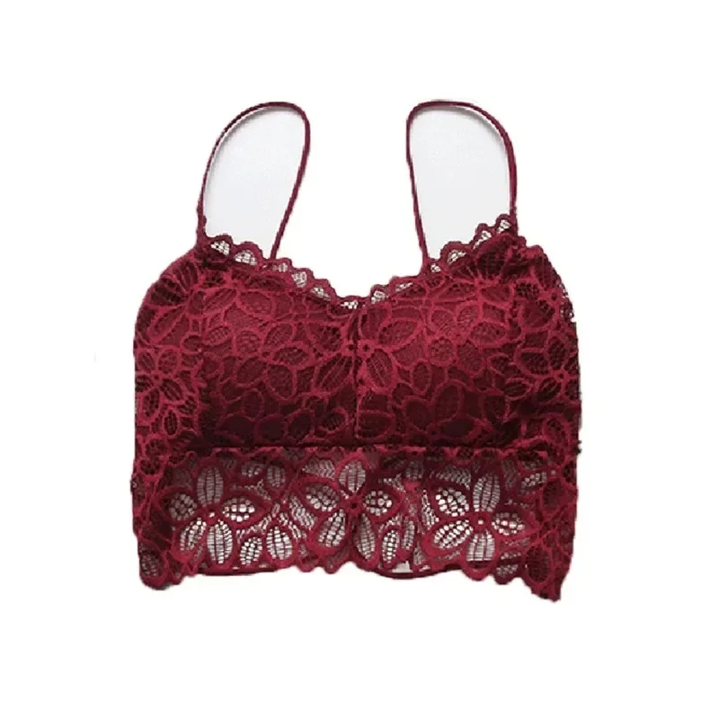 Women Push Up Sexy Lace Bra Crop Top Elastic Bralette Underwear Lingerie Full Cup Cross Cut Hollow Suspender Beautiful Back