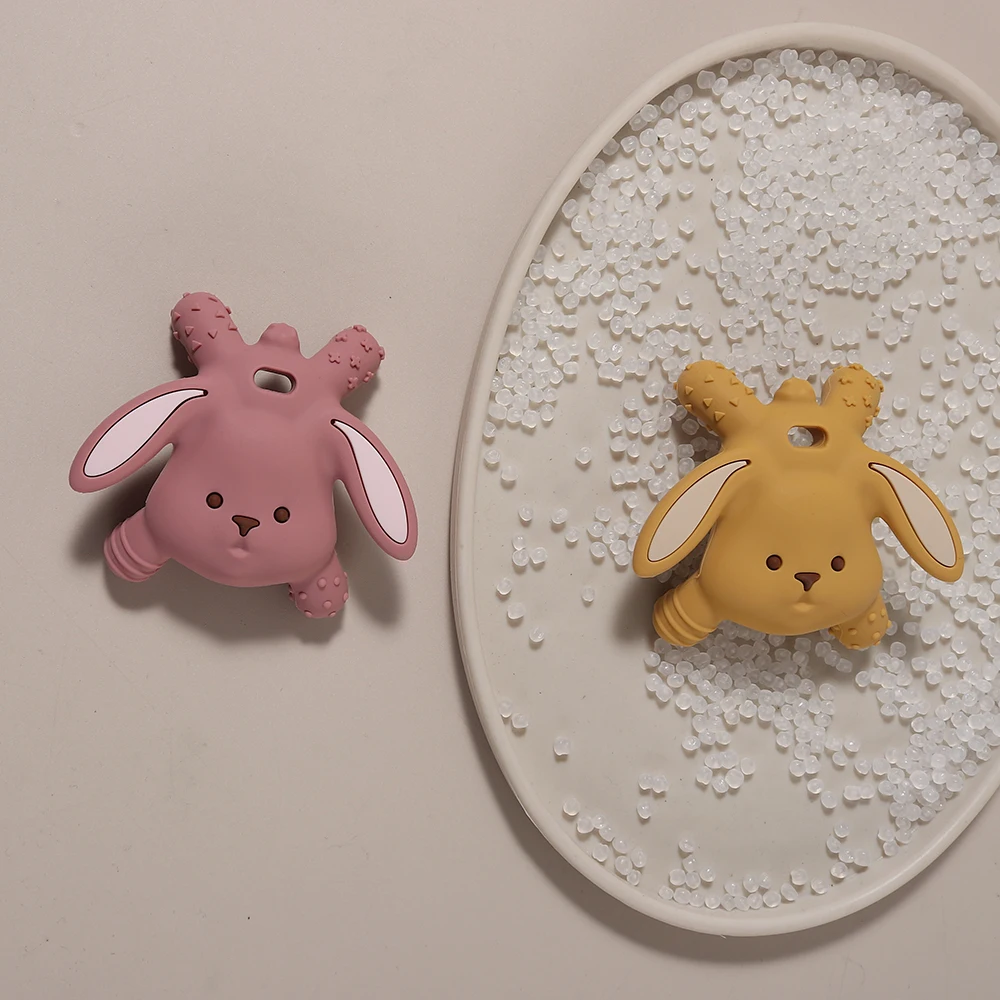 Baby Silicone Easter Bunny Teether Food Grade Safe Teether Cute Cartoon Nursing Teething Toy Teething Gift Oral Care view 2