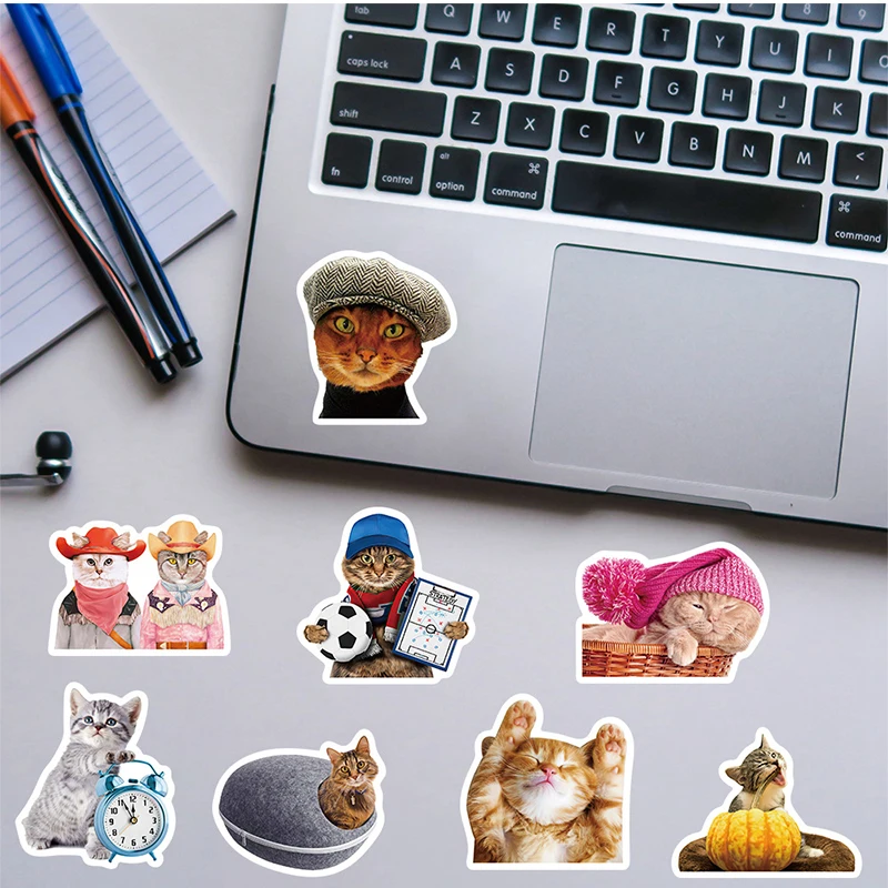 50PCS Funny Cat Meme Sticker Graffiti Animal Decals Bottle Kitten Stickers Laptop Luggage Notebook Refrigerator  Graffiti Decals