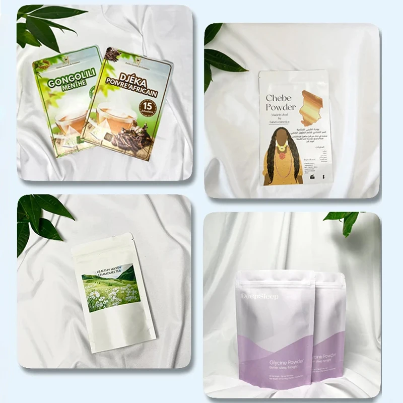 Kundenspezifischer bunter, selbststehender Verpackungsbeutel aus Aluminiumfolie, mattierter Haustiersnack und Tee, versiegelte Plastiktüten für Lebensmittel, SCHNELL