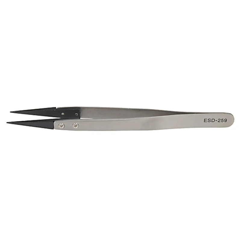 ESD 259 high quality Handle Stainless Tweezers with 8pcs Exchengeable Antistatic plastic Tips suit for different work