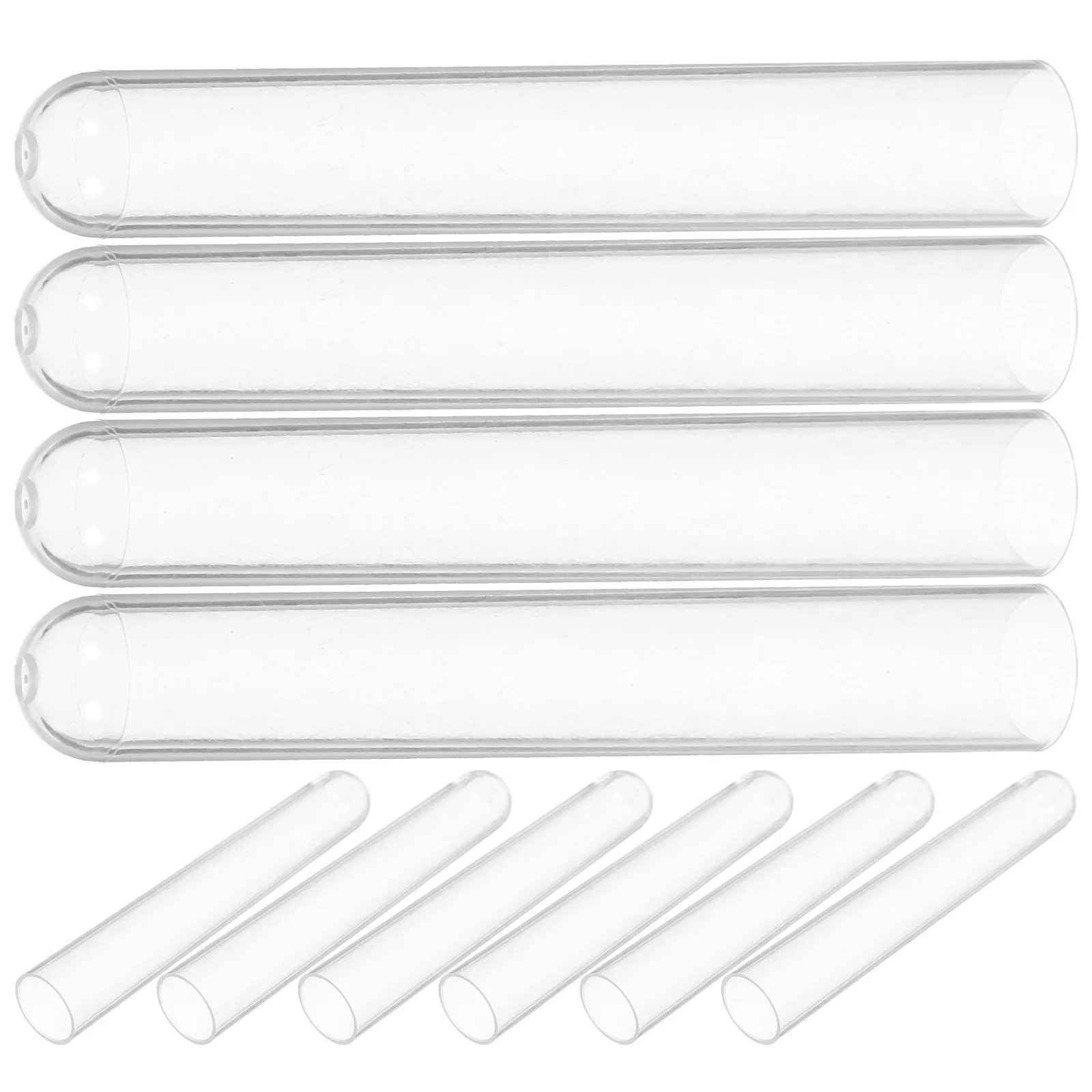 

10 Pcs Test Tubes Plastic Disposable Empty Solid with Caps Child