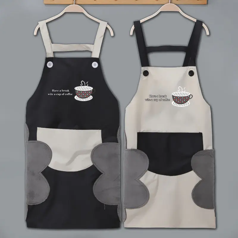 Washable apron women\'s fashion kitchen household adult waterproof and oil proof household cooking dirt resistant baking Bib