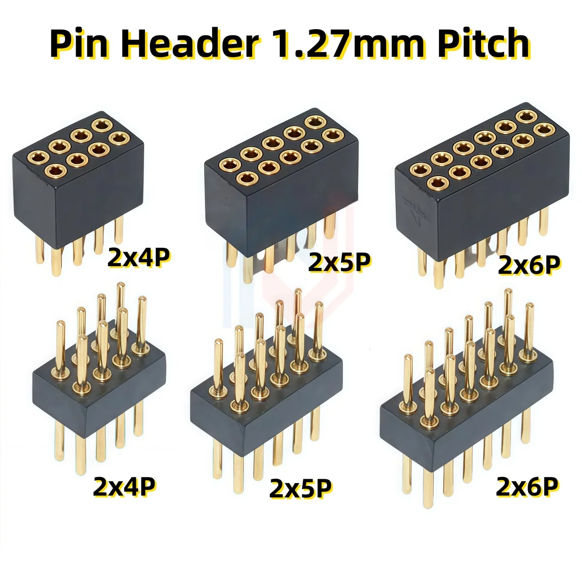 5Pcs 1.27mm Pitch Round Hole Pin Header Male Female Single Double Row Row Pin Gold Plated 2P 3P 4P-6Pin PCB boardConnector