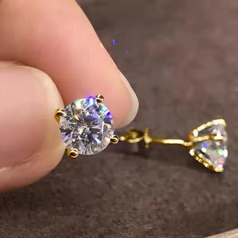 

RAPRGOLD 1CT Round Cut Moissanite Classic Four Claw Piercing Stud Earrings for Women 14K Gold Filled Delicate Fine Jewelry Gift