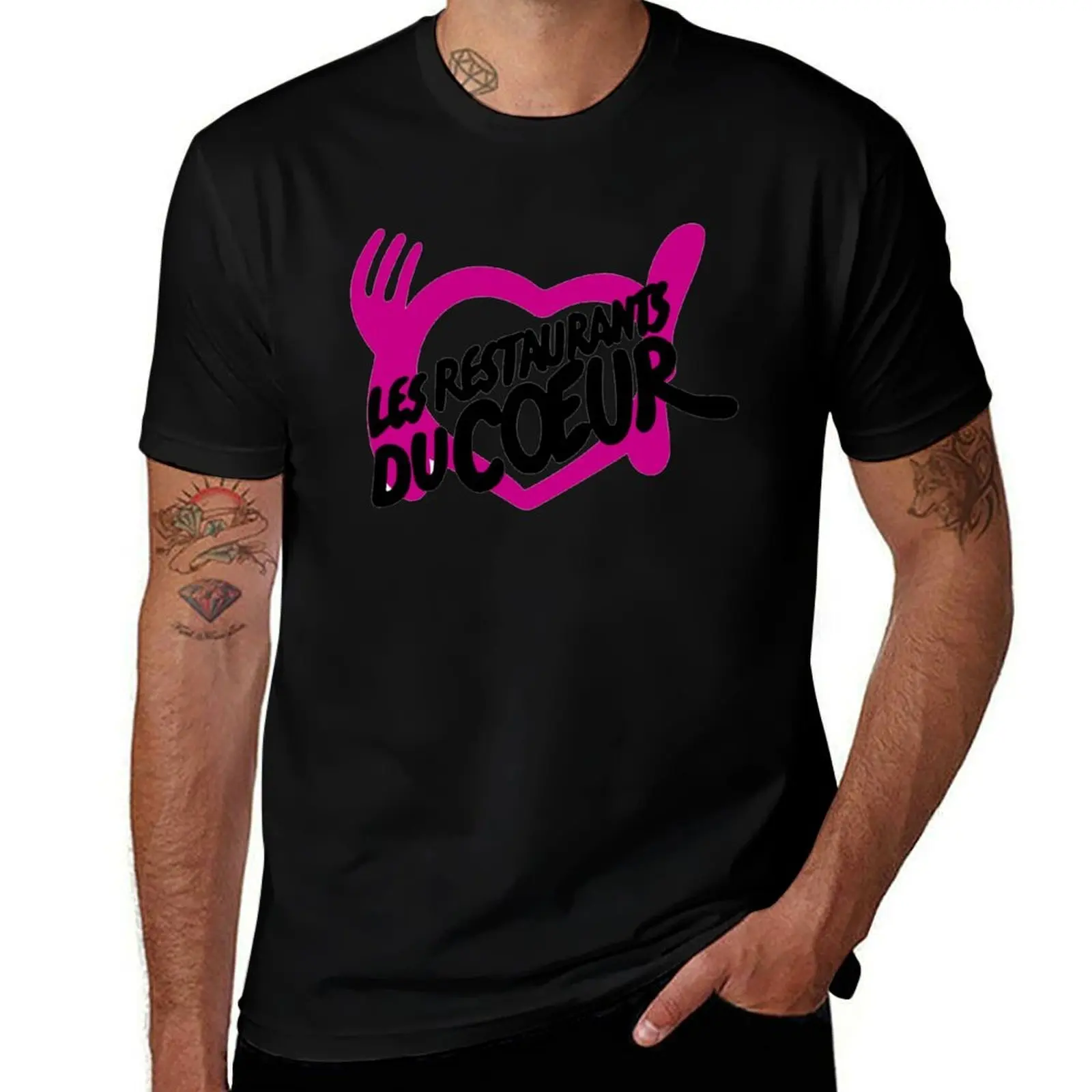 Les Restos du Coeur T-Shirt Simple Casual Short Sleeve Cotton T-Shirt