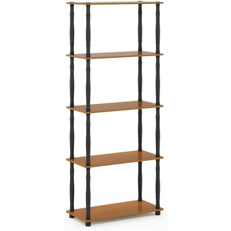 Turn-N-Tube 5-Tier Classic Tube Multipurpose Shelf / Display Rack / Storage Shelf / Bookshelf, Classic Tubes, Light Cherry/Black