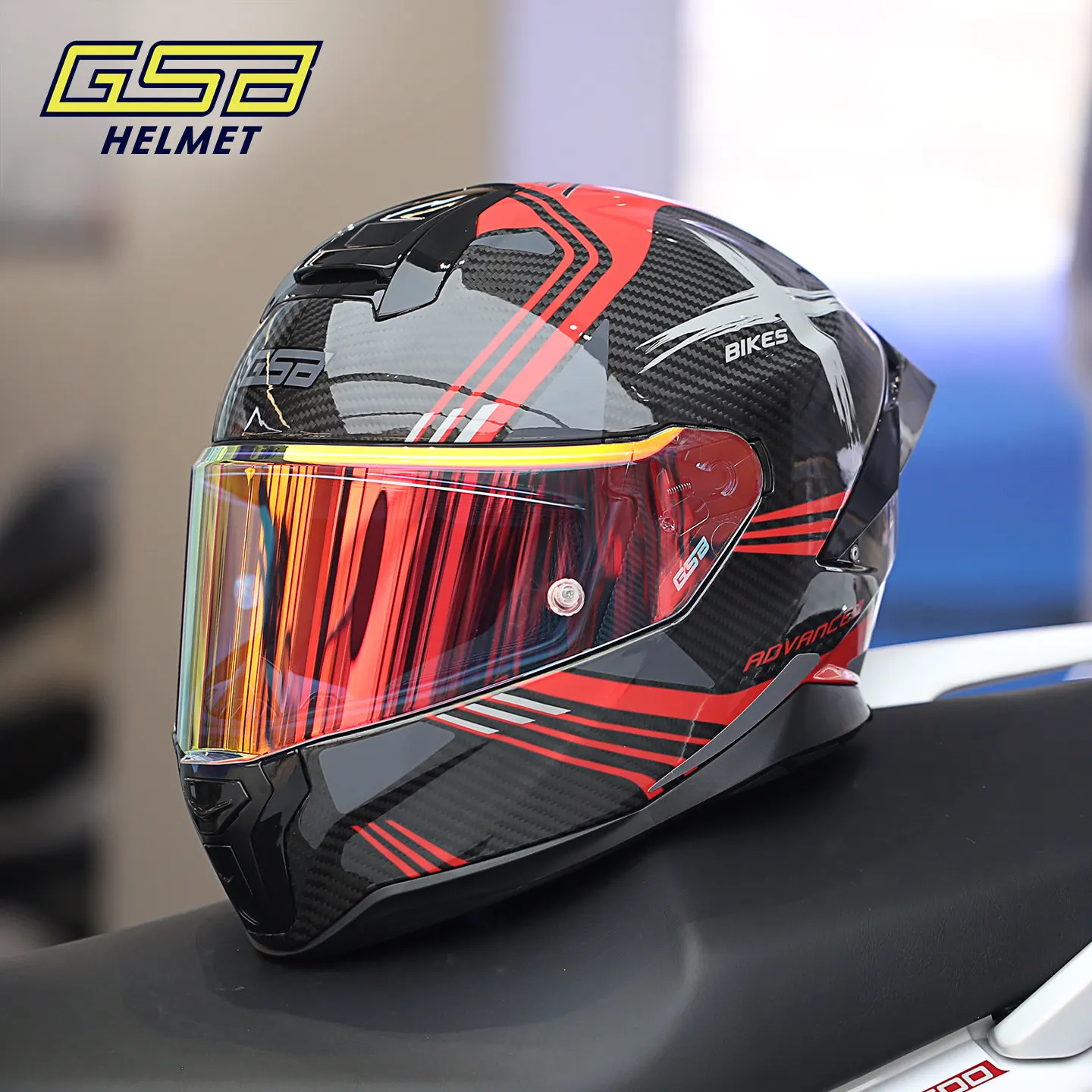 GSB S‑365Pro Full Face Motorcycle Helmet for Men Women Full Coverage Stylish Racing Safety Helmet for Motorbike Riding