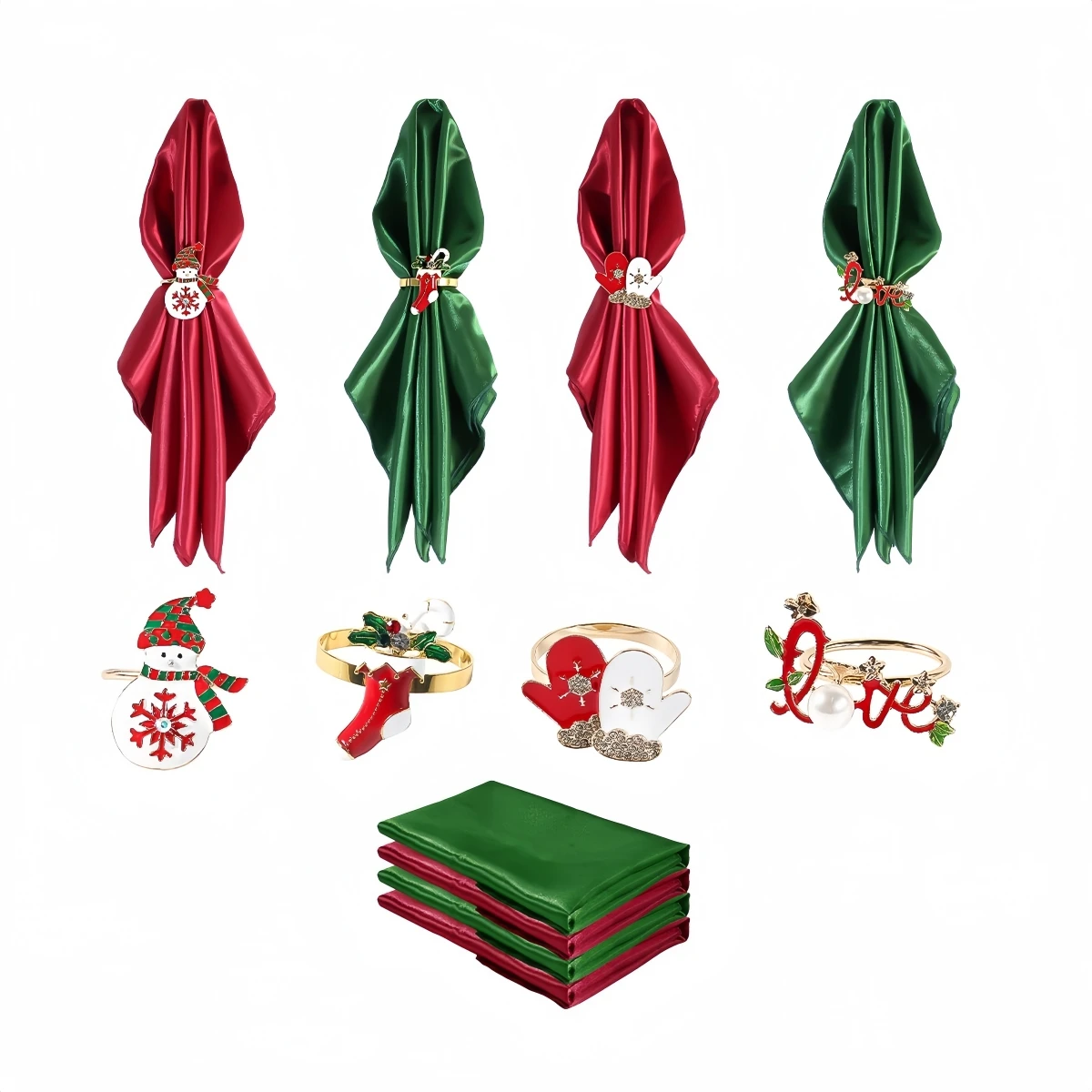 Festive Dinnerware Christmas Napkin Rings Festive Gatherings Versatile Table Setting Washable Napkin Rings Electroplated Finish