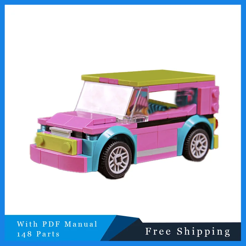 

148 PTS Creative City True Pink Small Exquisite Car Modular MOC Building Block Model Children's Puzzle Assembly Birthday Gifts