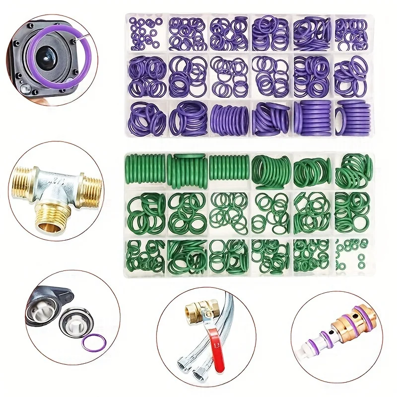 270pcs 18 Sizes Rubber Air Conditioning O Rings Universal Car Auto Repair Tools Refrigerant Ring Sets With Plastic Box Kit Set