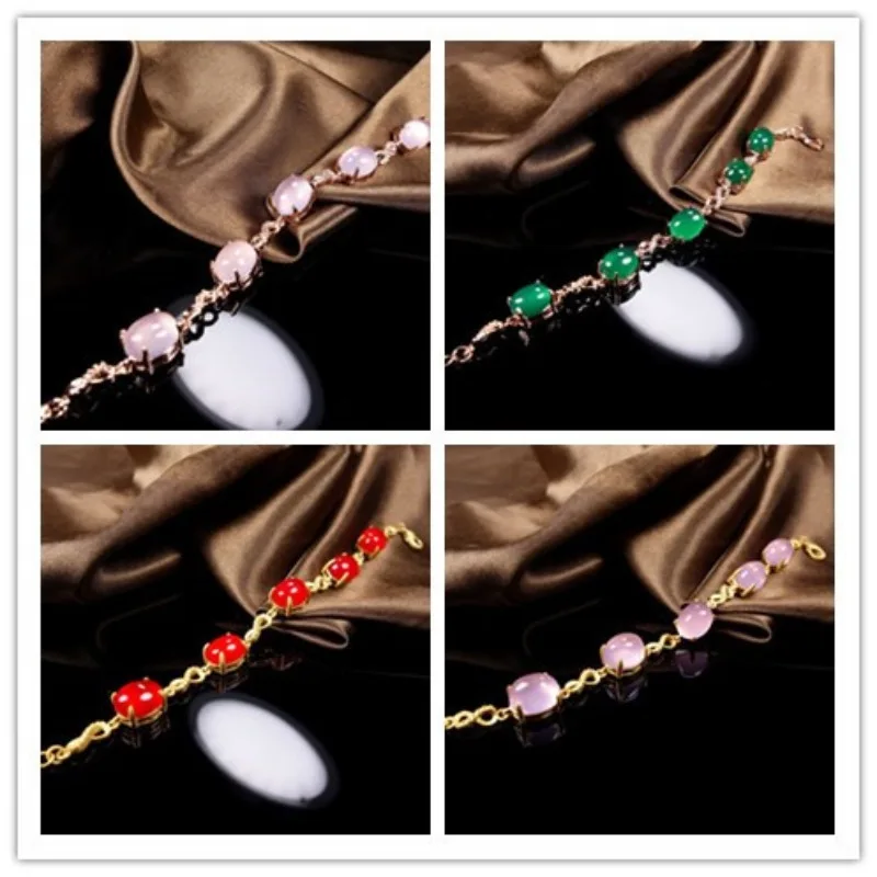 

Inlaid Natural Chalcedony Inlaid Bracelet Fashionable Versatile Agate Bracelet Women
