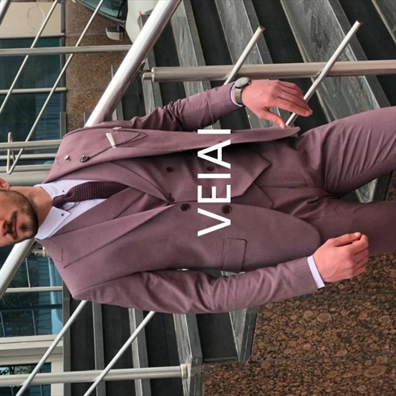 

CustomizedMen Suits Slim Fit Business Uniform Office Suit Wedding Groom Party 3-Piece Jacket Pants Vest Notch Lapel Two Button B