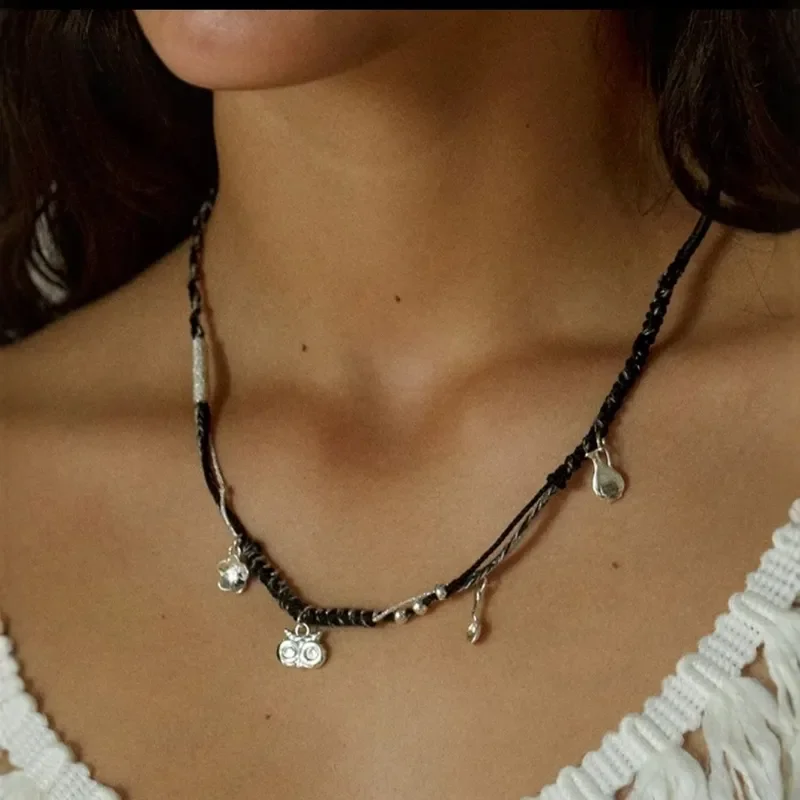26 spring and summer new braided rope necklace women's 2024 new niche design personality unique design sense collarbone chain