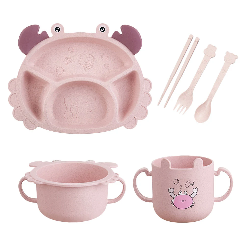 

6 pcs Children Dining Set Kids Tableware Plates Bowls Cups For Kids Durable Lightweight Easy Grip