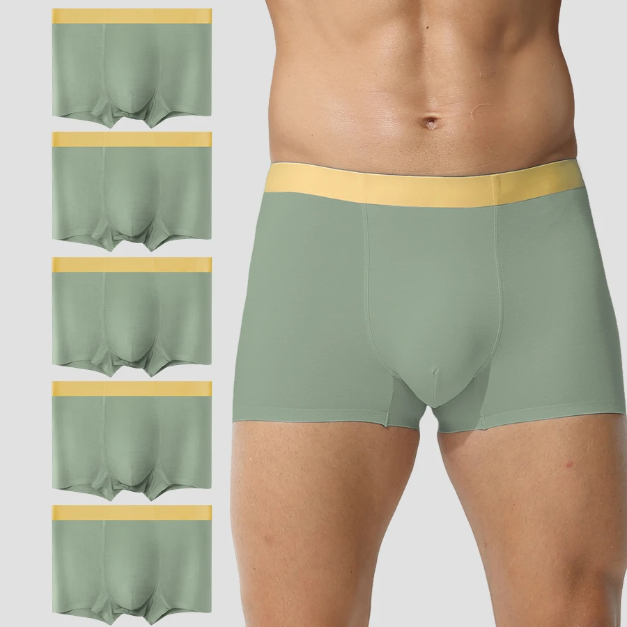 

5pc Men's seamless underwear antibacterial crotch summer thin men's fashion shorts boys sports shorts head