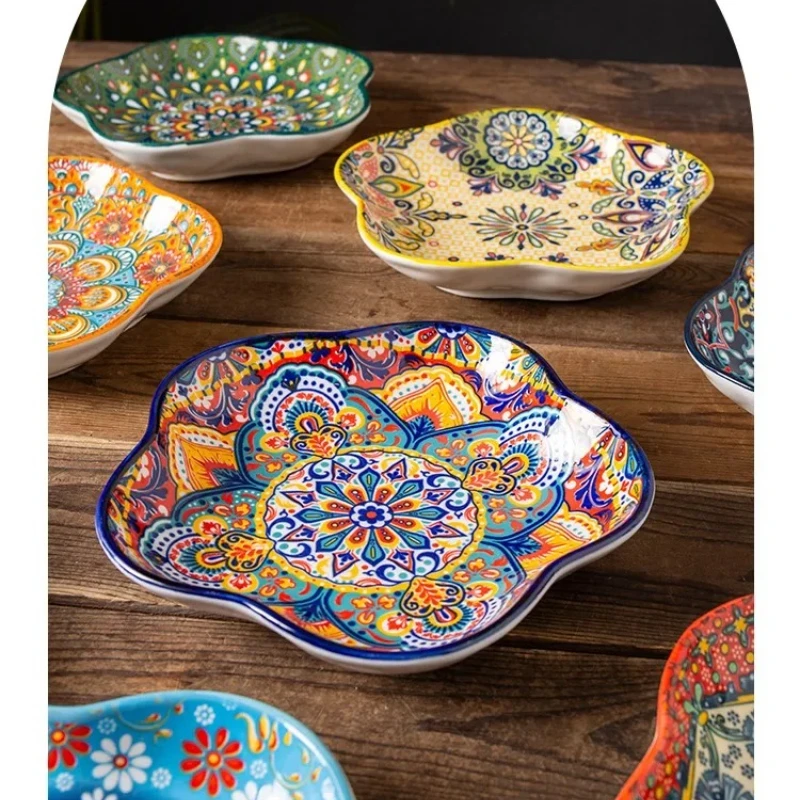 Ceramic Plates Vegetable Fruit Salad Good-looking Plate Breakfast Plates Exquisite Plum blossom Dinner Plate Western Pasta Plate