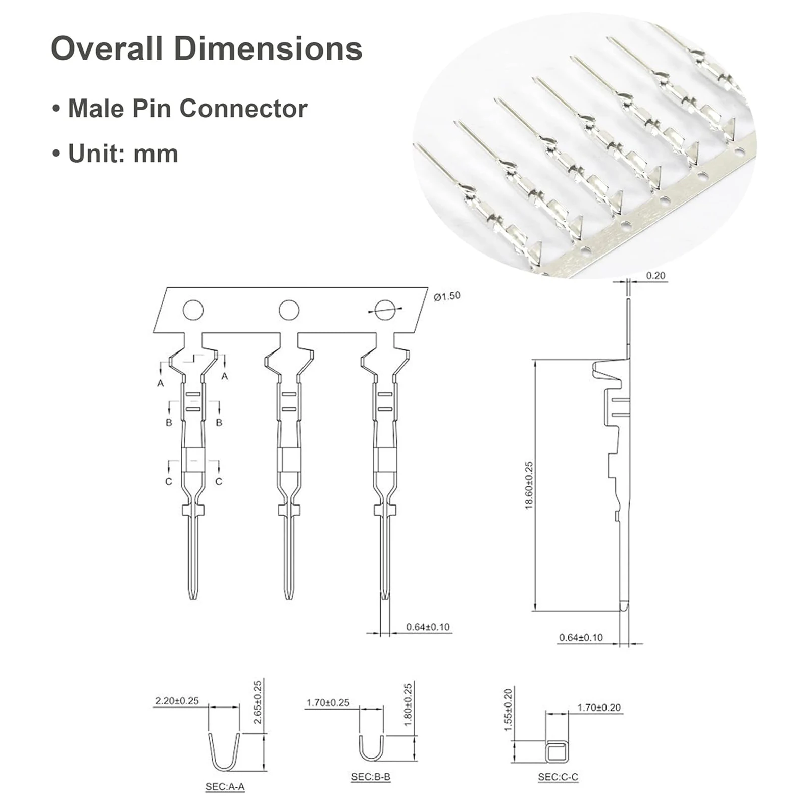 50/100Pairs Dupont Connector 2.54mm Jumper Wire Cable Pin Connector Terminal Male and Female Crimp Pins Kit for Housing Jumper