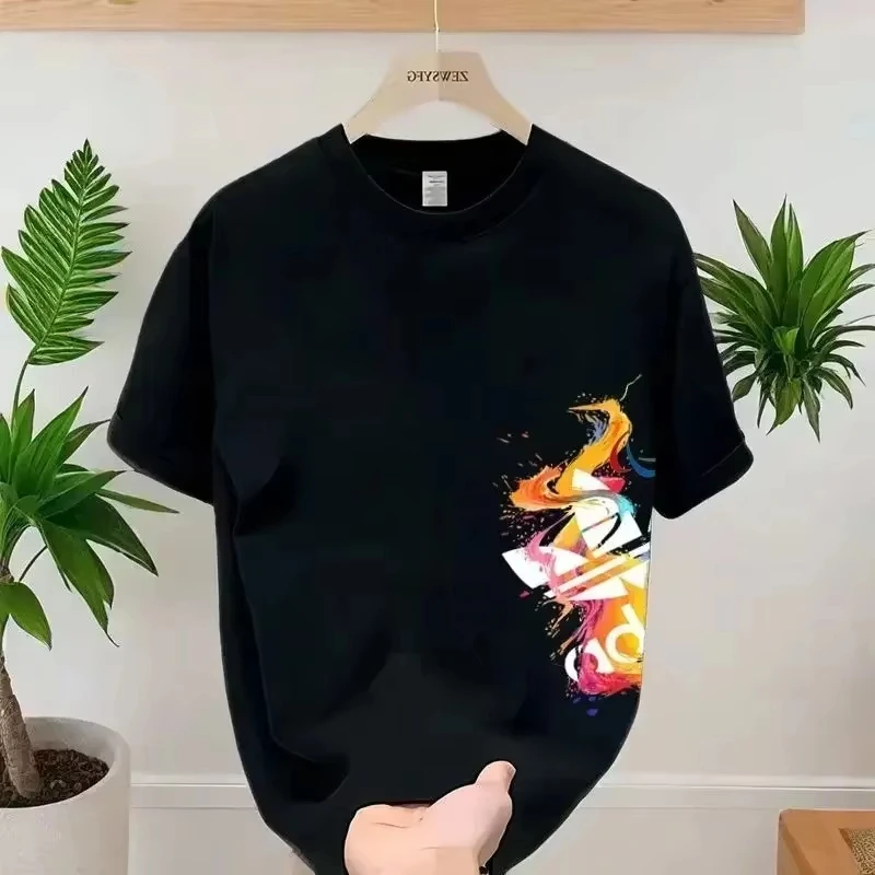 2026 New Men Women Colorful Graffiti Abstract Art Graphic T-Shirt Unisex Cotton Loose Summer Streetwear Tee