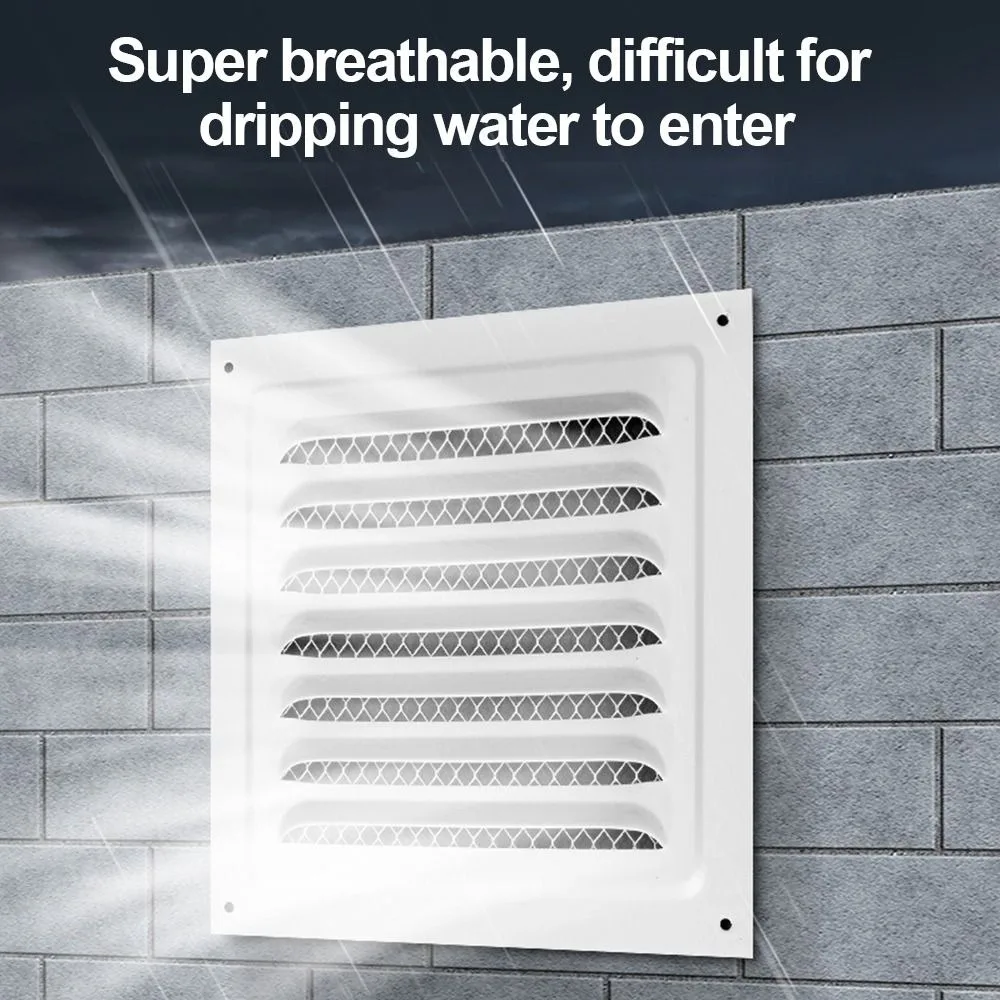 Stainless Steel Metal Vent Cover Square Soffit Air Vent Louver Grille Cover  Built-in Insect Screen HVAC Vents for Bathroom Home
