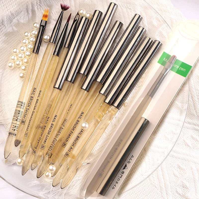 1Pc Gel UV Nail Art Pennello Acrilico Disegno Pittura Linea Francese/Fiore Penna Unghie Punta Gradiente Costruire Terapia Della Luce Pennello per Manicure